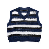 Jinquedai  Hollow Out Sweater Vest Men Unisex Fashion Ins All-match Basic Sleeveless Knitwear Autumn Holiday Vintage Males Clothing Street Jinquedai