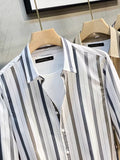 Jinquedai New High-end Striped Shirt Trend Long Sleeved Wrinkle Resistant and Iron Free Men's Business Casual Shirt jinquedai