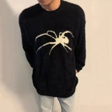 Spider Mohair Sweaters Men Korean Warm Knitting Autumn Winter Loose Casual Long Sleeve Pullovers Fleece Streetwear jinquedai