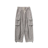 Jinquedai  Men Corduroy Straight Pant Big Pockets Sweatpant Elastic Waist Drawstring Vintage Sweatpants M-5XL Casual Baggy Joggers Pants jinquedai