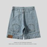 Jinquedai High Street Denim Short Retro Blue Jeans Summer New Men's Baggy Shorts Y2k Oversize Clothes Unisex Jeans jinquedai