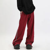 Jinquedai  Y2K Wide Leg Pants with Side Zips Men Sweatpants Male Loose Casual Sport Red Black Trousers Zipper Split jinquedai