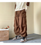 Men's Brown Y2K Baggy Japan Pants Oversized Corduroy Loose Wide Leg Cargo Pant Trousers Casual Men Sweatpants Streetwear Korean jinquedai