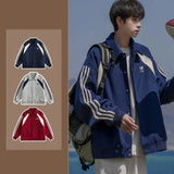 Jinquedai Men Japanese College Jacket Women Sports Patchwork Stripe Coat Unisex Bomber Outwear Spring Autumn High Street Varsity Jackets jinquedai