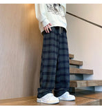 Green Plaid Pants Men Harajuku Winter Wide Leg Checked Trousers Male Oversize Big Size Casual Sweatpants Streetwear 8XL jinquedai