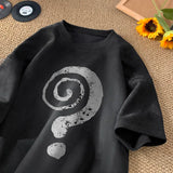 Jinquedai Leisure Suede Clothing Question Mark Graphic T-Shirt Oversized Men Women Tshirt Harajuku Print Tee Unisex Crewneck Tops jinquedai