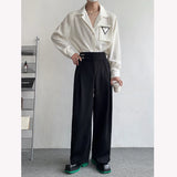 Jinquedai Black Suit Pants Men Oversized Fashion Social Men Dress Pants Korean Loose Straight Wide Leg Pants Men Office Formal Trousers jinquedai