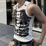 Jinquedai Men Street Tie-Dye Tight-Fitting Sports Vest Genderless Sexy Fashion Youth Trendy Casual Printed Comfortable Vest Unisex jinquedai