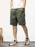 Jinquedai Summer Casual Shorts Men Stretch Cotton Drawstring Solid Workwear Straight Cargo Shorts Male Loose Bermuda Short Pants jinquedai