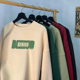 Jinquedai 2024 Men Sweatshirt Round Neck Casual Loose Letter Print Sweatshirts Pullovers Harajuku Man Women Couple Clothing jinquedai