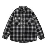 Plaid Long-sleeved Shirt Men's Single-breasted Spring Autumn Loose Warm Thick Woolen Coat Pocket Buttons Turndown Collar Shirts jinquedai