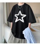 Jinquedai Little Star Printed Men's T Shirt Summer Fashion Casual Short Sleeve Tee Tops Mens Cotton Linen Oversized Hip-Hop T-shirt 5XL jinquedai