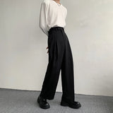 Jinquedai Black Suit Pants Men Oversized Fashion Social Mens Dress Pants Korean Loose Straight Wide Leg Pants Mens Office Formal Trousers jinquedai