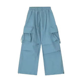 Jinquedai  Y2K Cargo Pants for Men Hip Hop Harajuku Parachute Cargo Trousers Male Blue Japanese Loose Casual  Hip Hop jinquedai