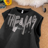 Jinquedai Fashion Letter Print Sleeveless Vest 2024 Summer Men Basketball Vest T-shirt Casual Loose Suede Tank Top jinquedai