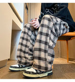 Green Plaid Pants Men Harajuku Winter Wide Leg Checked Trousers Male Oversize Big Size Casual Sweatpants Streetwear 8XL jinquedai