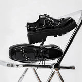 New Black Brogue Shoes Men Classic Platform Oxford Dress Shoes Men Retro Patent Leather Footwear Low-Ankle Party Shoes jinquedai