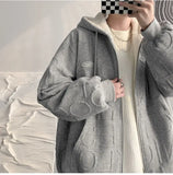 Autumn and Winter American Men and Women Cardigan Hooded Sweater Couple Loose Relaxed Fashion Personalized Top harajuku y2k jinquedai