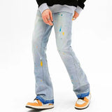 Y2K Fashion Ink Graffiti Baggy Ripped Flare Jeans Pants For Men Clothing Korean Casual Women Denim Trousers Vetements Homme