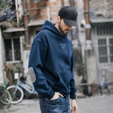 Jinquedai Male Clothes Blue Casual Hooded Sweatshirt For Men Color Matching Hoodies Y2k Vintage No Brand Designer Elegant Classy Low Price