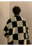 Winter Korean Fashion Mens Pullovers Checkerboard Plaid Sweater Thick Warm Cashmere Sweater Men Luxury Patchwork Pull Homme jinquedai