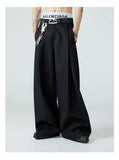 Jinquedai Spring Autumn Long Loose Casual Baggy Flowy Soft Black Pleated Wide Leg Pants Men Luxury Designer Emo Clothing 2024 jinquedai