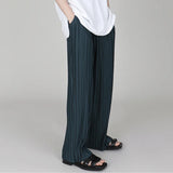 Jinquedai Men Clothing 2024 Spring Autumn Ice Silk Pleated Wide Leg Pants Elastic Waist Causal Loose Straight Trousers For Male jinquedai