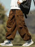 Corduroy Cargo Pants Men Streetwear Black Cargo Trousers Male Joggers Hip Hop Green Brown Loose Japanese Pocket Korean jinquedai