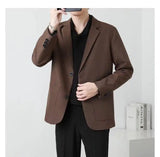 Jinquedai Brown Black Blazer Men Slim Fit Fashion Social Men Dress Jacket Korean Business Casual Suit Jacket Men Office Formal Blazer jinquedai