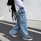 Jinquedai Baggy Jeans Trousers Male Denim Pants Black Wide Leg Pants Men's Jeans Loose Casual Korean  Hip Hop Harajuku jinquedai