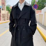 Jinquedai Korean style Spring Trench Coat Male Street wear Windbreaker Men Solid Business Casual Loose Long Overcoat jinquedai