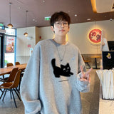 Men's Oversized Hoodie White Fashion 5XL Funny Hoodies Oversize for Men Cat Print Man Casual Wear Hoody Male Sweatshirt jinquedai