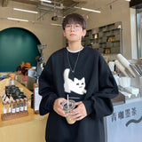 Men's Oversized Hoodie White Fashion 5XL Funny Hoodies Oversize for Men Cat Print Man Casual Wear Hoody Male Sweatshirt jinquedai