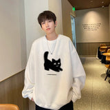 Men's Oversized Hoodie White Fashion 5XL Funny Hoodies Oversize for Men Cat Print Man Casual Wear Hoody Male Sweatshirt jinquedai