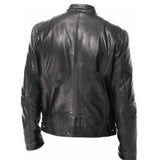 Fashion Mens Leather Jacket Slim Fit Stand Collar PU Jacket Male Anti-wind Motorcycle Lapel Diagonal Zipper Jackets Men jinquedai