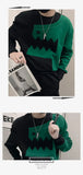 Jinquedai Green Cartoon Dinosaur Hoodie Design Sense Fake Two Piece Contrasting Color Men's T-shirt Long Sleeved Top for Spring and Autumn jinquedai