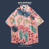 Jinquedai  Hawaiian Shirt for Men Summer Beach Short Sleeve Button Down Shirts Relaxed Fit Vacation Cuban Blouses Floral Print Shirts jinquedai