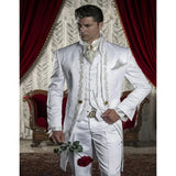 Jinquedai Men Suits White Red Tuxedo Wedding Jacket Pants Vest Three Piece Elegant Formal Party Blazer Hombre Trajes De Costume jinquedai