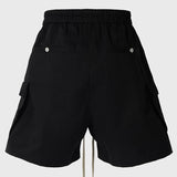 Jinquedai Men Summer Cargo Shorts 2024 Summer Black Loose Casual Shorts Side Pocket Wide Leg Short Pants for Male jinquedai