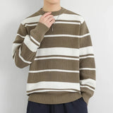 Jinquedai 2024 Autumn/Winter Japanese Style Fashionable Casual Men's Sweater Trendy Brand Loose Fit Inner Knitted Top Striped Student Wool jinquedai