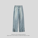 Jinquedai 2024 New Blue Jeans Men Women Loose Baggy Denim Jean High Street Retro Trousers Straight Legs Y2k Clothing jinquedai