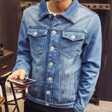 Jinquedai Button Men's Denim Jacket Loose Black Male Jean Coats New In Worn Trendy Elatic Lowest Price Korean Popular Clothes Original Low jinquedai