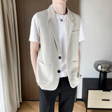 Jinquedai Suit Vest Men Slim Fit Fashion Social Men Dress Vest Korean Business Casual Solid Color Vest Men Office Formal Vest S-3XL jinquedai