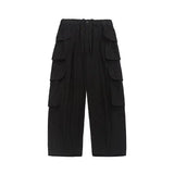 Jinquedai New Multi Pocket Trend Cargo Pants Men Japanese Street Drawstring Tooling Trousers High-quality Wide Legs Overalls Male 2024 jinquedai