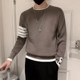 Jinquedai Men's Clothing Striped Green Pullovers Knit Sweater Male Splicing Casual 90s Vintage Old Wool Spring Autumn Sheap Cheap V Tops A jinquedai