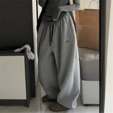 Jinquedai Gray Oversize Style Loose Sweatpants Women Harajuku Korean Fashion Sport Pants Embroidery Y2k Vintage Baggy Trousers Aesthetic