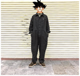 Jinquedai Japanese Harajuku Street men's wear multi-pockets workwear jumpsuit black green single breasted loose Overalls trousers jinquedai