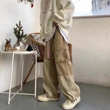 Baggy Black Cargo Pants for Men Khaki Cargo Trousers Male Vintage Loose Casual Autumn Japanese Streetwear Hip Hop Retro jinquedai