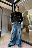 Jinquedai Japanese Vintage Male Washed Jeans Niche Design Men Denim Pants Men's Wide Leg Trousers New Chic 2024 Spring jinquedai