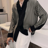 Jinquedai Men Patchwork Contrasting Pleated Long-Sleeved Shirt 2024 New Genderless British Elegant Fashion Retro Loose Shirt Unisex